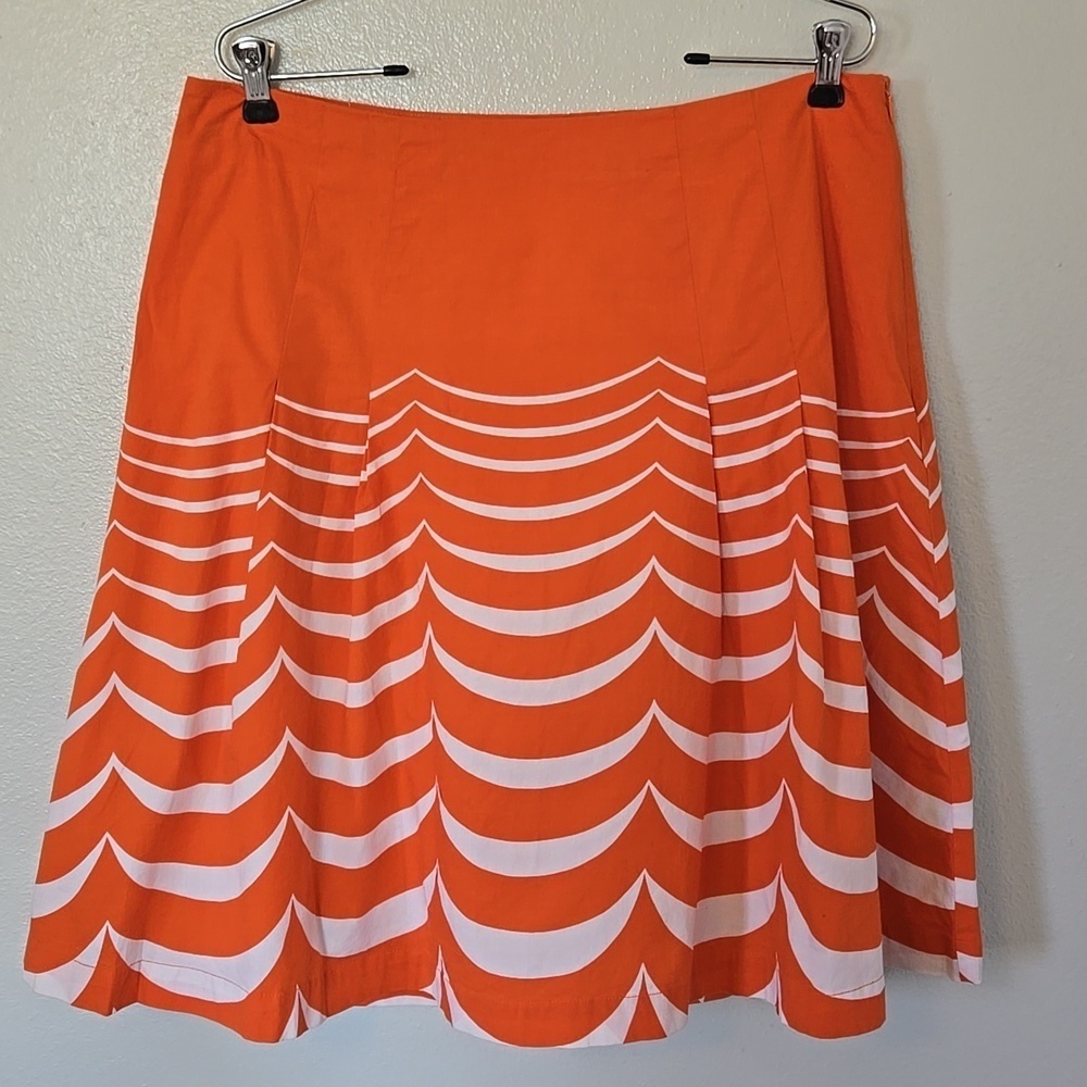 Boden | Orange Cotton Pleated Skirt Size 12